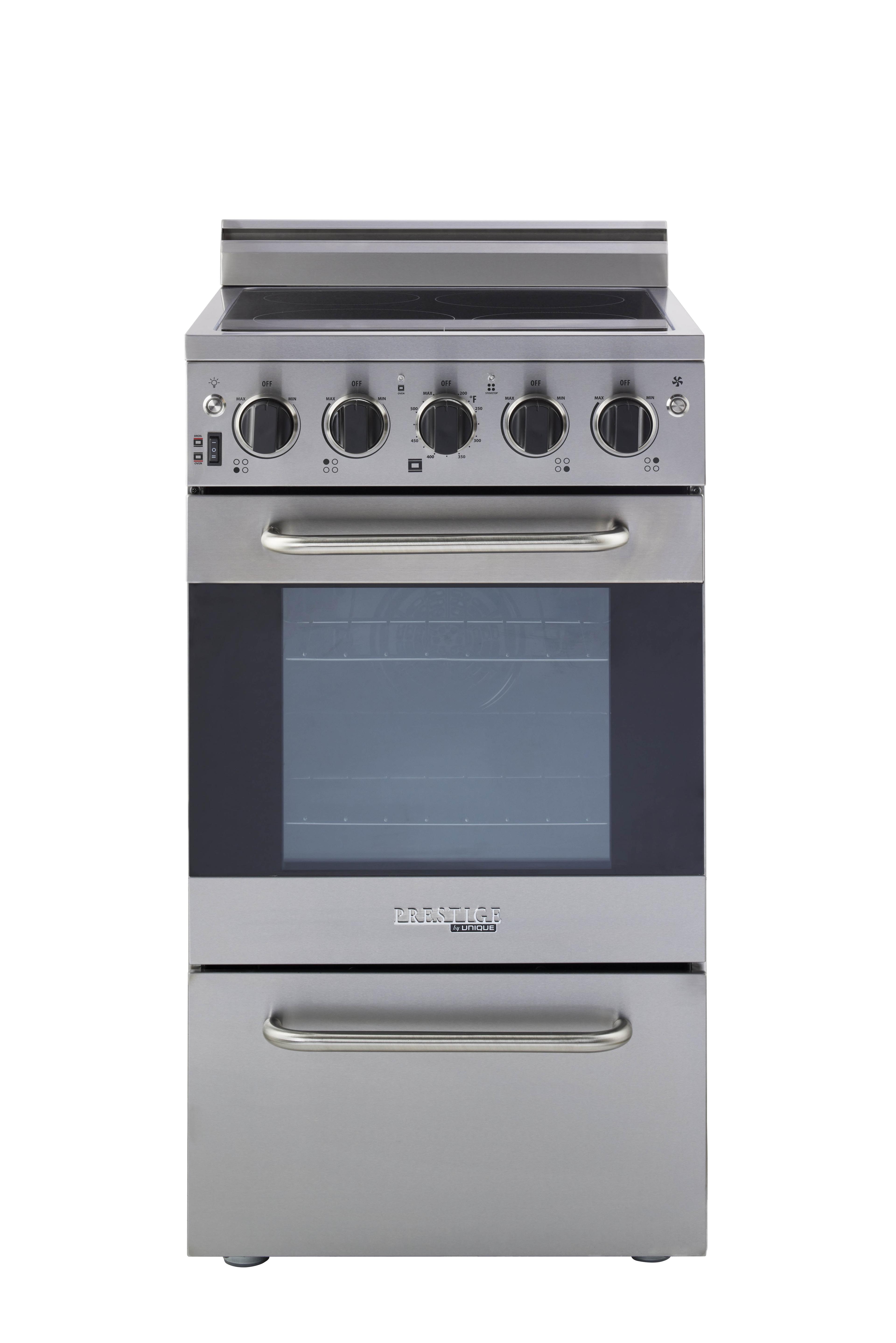 Prestige 19.5" 4 element 1.6 cu. ft. Freestanding Electric Glass Top Range with Convection Oven