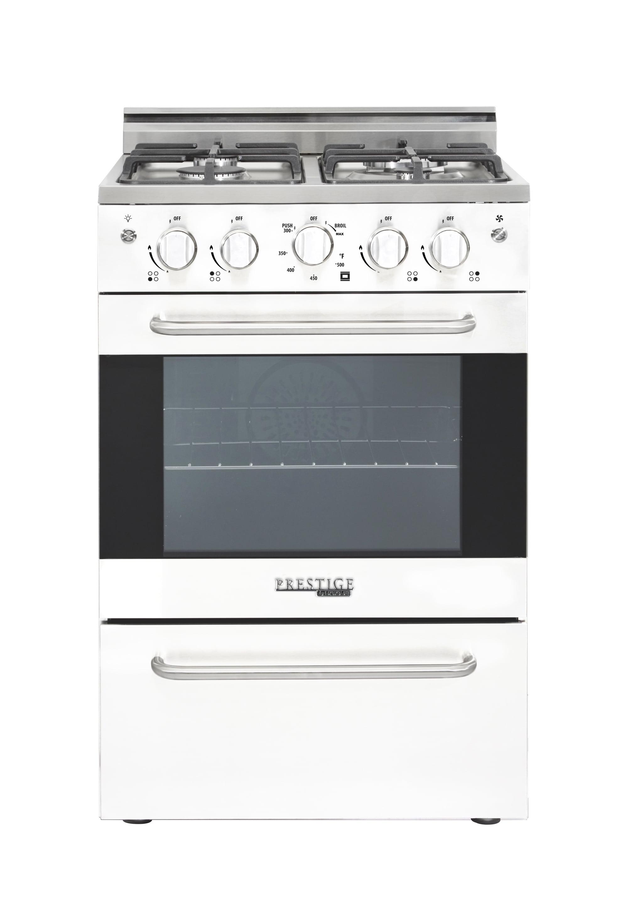 Unique Prestige 24” 2.3 cu ft Double Oven Gas Range in White