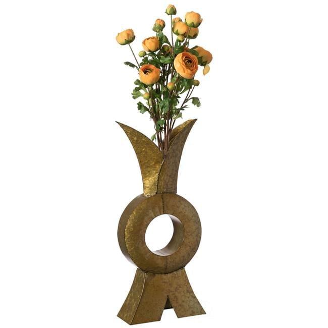Uniquewise Style Galvanized Gold Metal Design Large Floor Vase for Entryway, Living Room, or Dining Room - Vase for Flowers, Branches, or Greenery