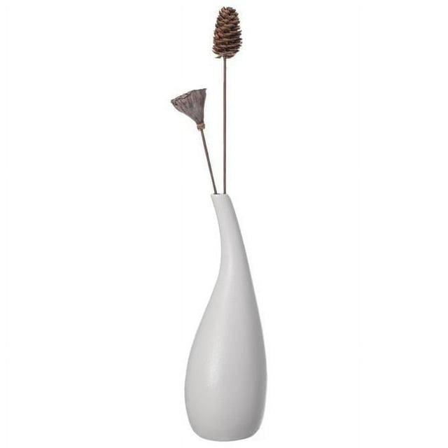 Uniquewise 10-inch Medium White Ceramic Water Drop Vase Modern Teardrop Shape for Home Decor - Perfect for Floating Shelves TV Stands Desks Bookshelves Side Tables Countertops and Contemporary Space