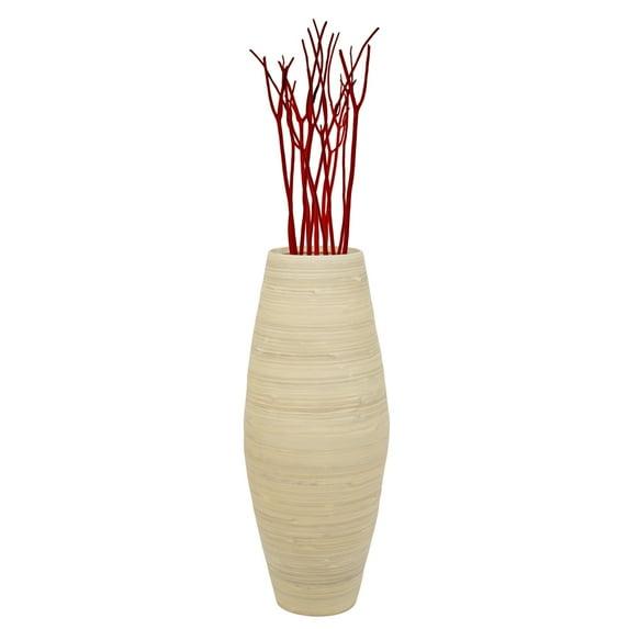 Uniquewise Handcrafted Tall Cylinder Bamboo Floor Vase – Elegant Decorative Accent for Home Offices, Hotel Lobbies, and Spa Spaces – Perfect Decor