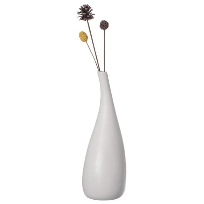 White Contemporary Unique Teardrop Shaped Ceramic Table Vase Flower Holder