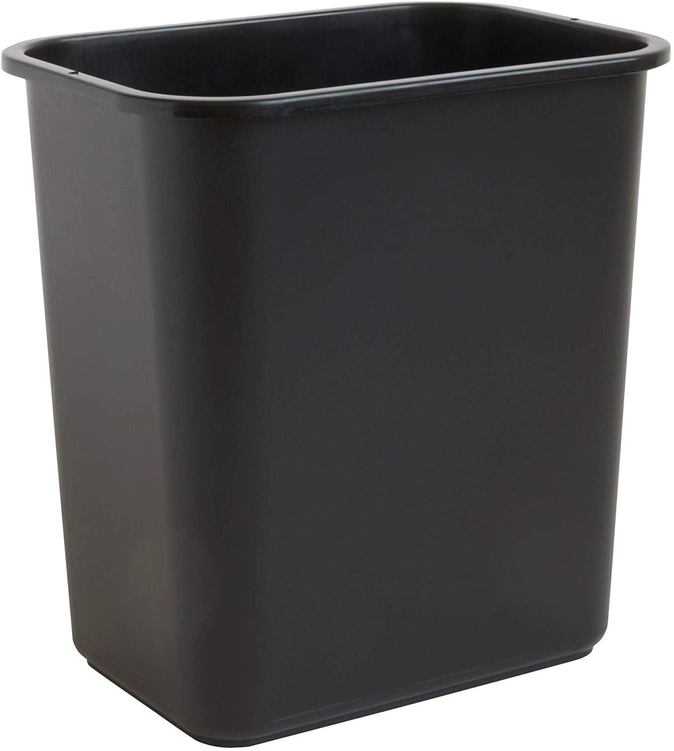 Black Rectangular 7-Gallon Open-Top Plastic Wastebasket