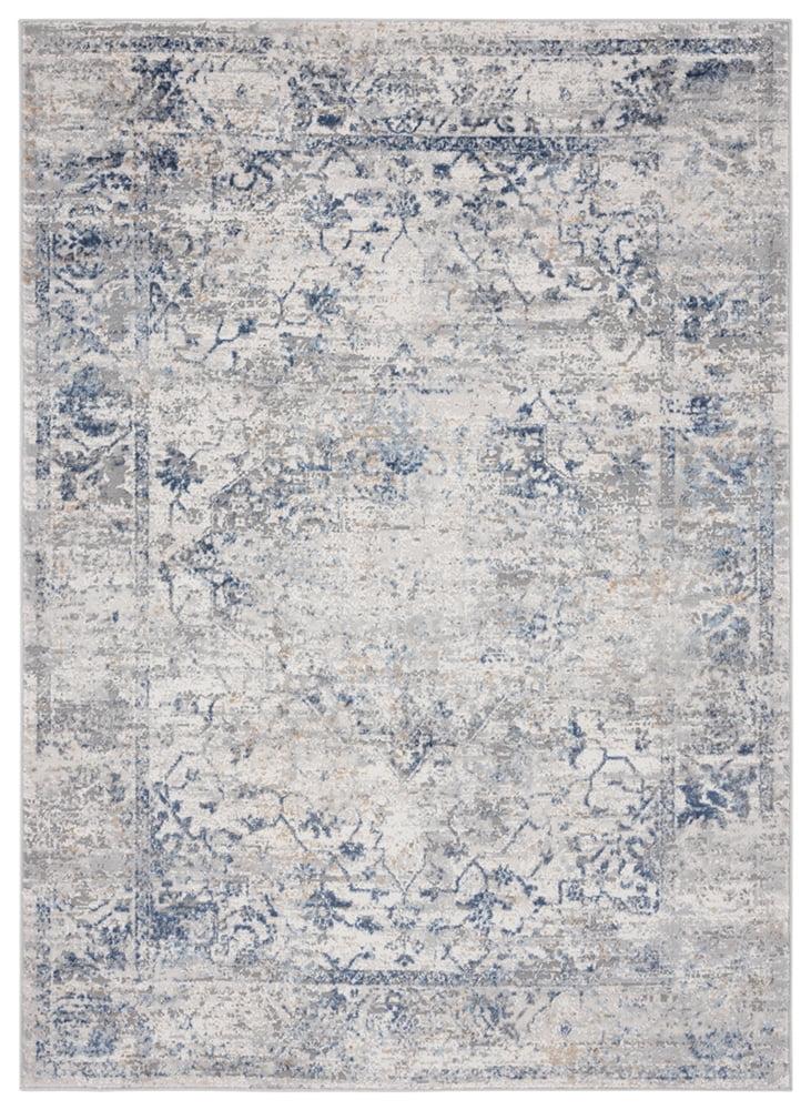 Austin Blue Polyester and Jute Stain-Resistant Runner Rug 2'7" x 7'4"