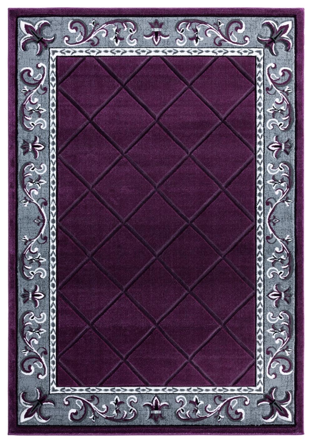Designer Home Swan Area Rug 2050 10982 Altamont Plum Flur De Lis Scrolls 1' 10" x 2' 8" Rectangle