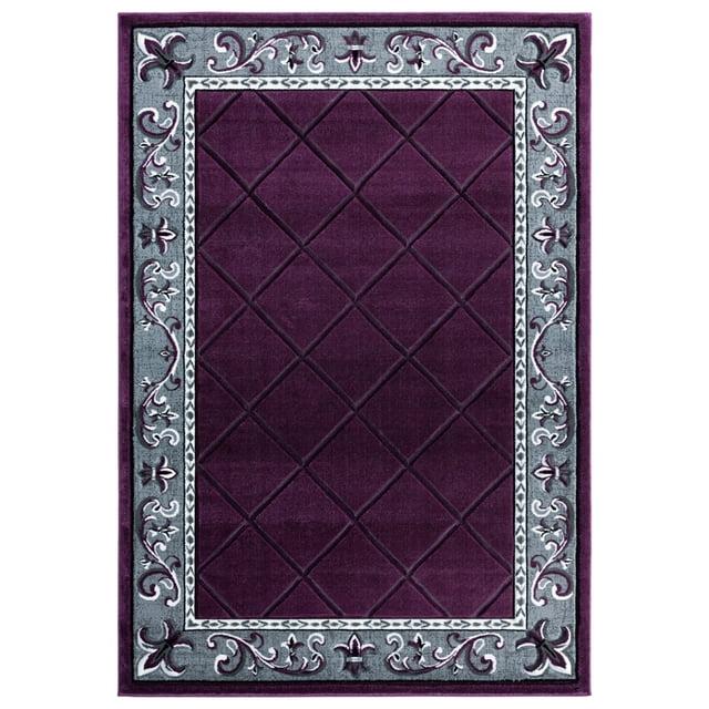 Designer Home Swan Area Rug 2050 10982 Altamont Plum Flur De Lis Scrolls 1' 10" x 2' 8" Rectangle
