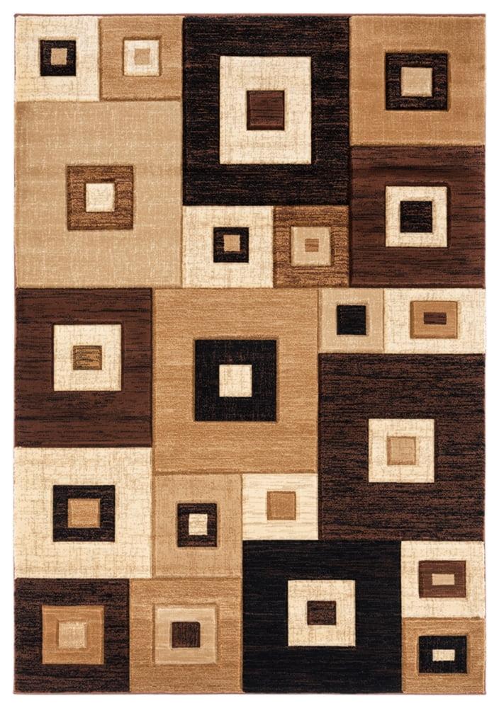 Cicero Brown Geometric High Pile Rectangular Area Rug