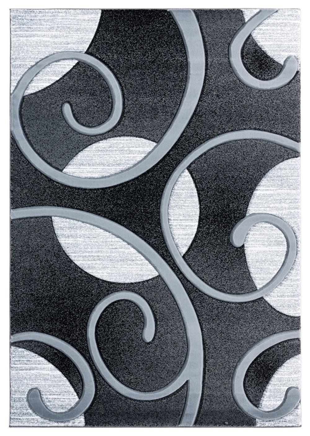 Bristol Modern Gray Swirls Rectangular Area Rug 2' x 3'