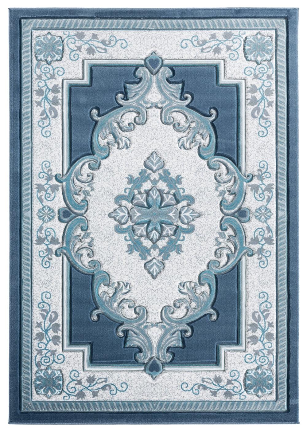 Designer Home Swan Area Rug 2050 10563 Fallon Aqua Medallion Curls 7' 10" x 10' 6" Rectangle