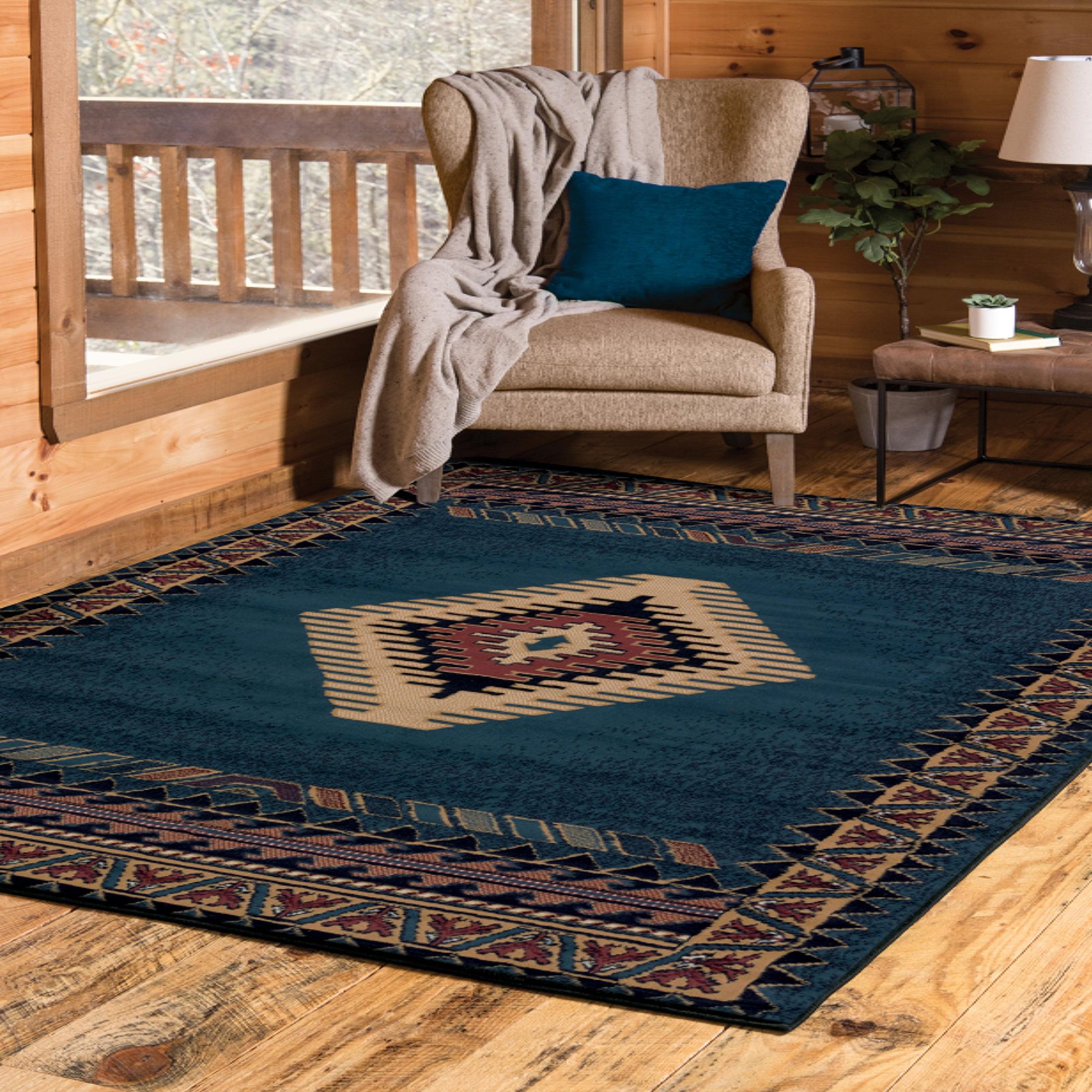 United Weavers Brunswick Avalon Southwestern Border Area Rug, LT Blue, 3'11" x 5'3"