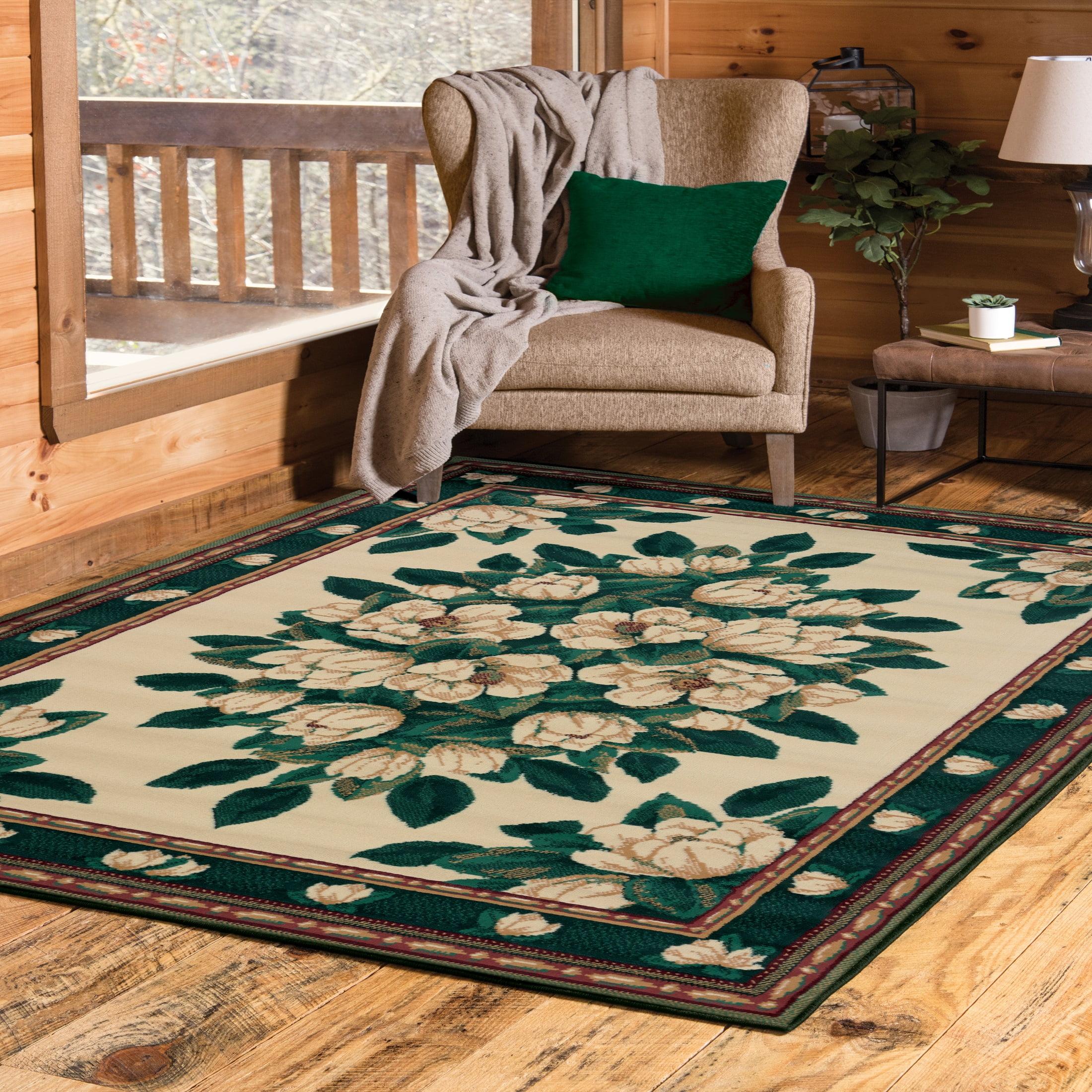 Manhattan Magnolia Cream Floral 7'10" x 10'6" Synthetic Area Rug