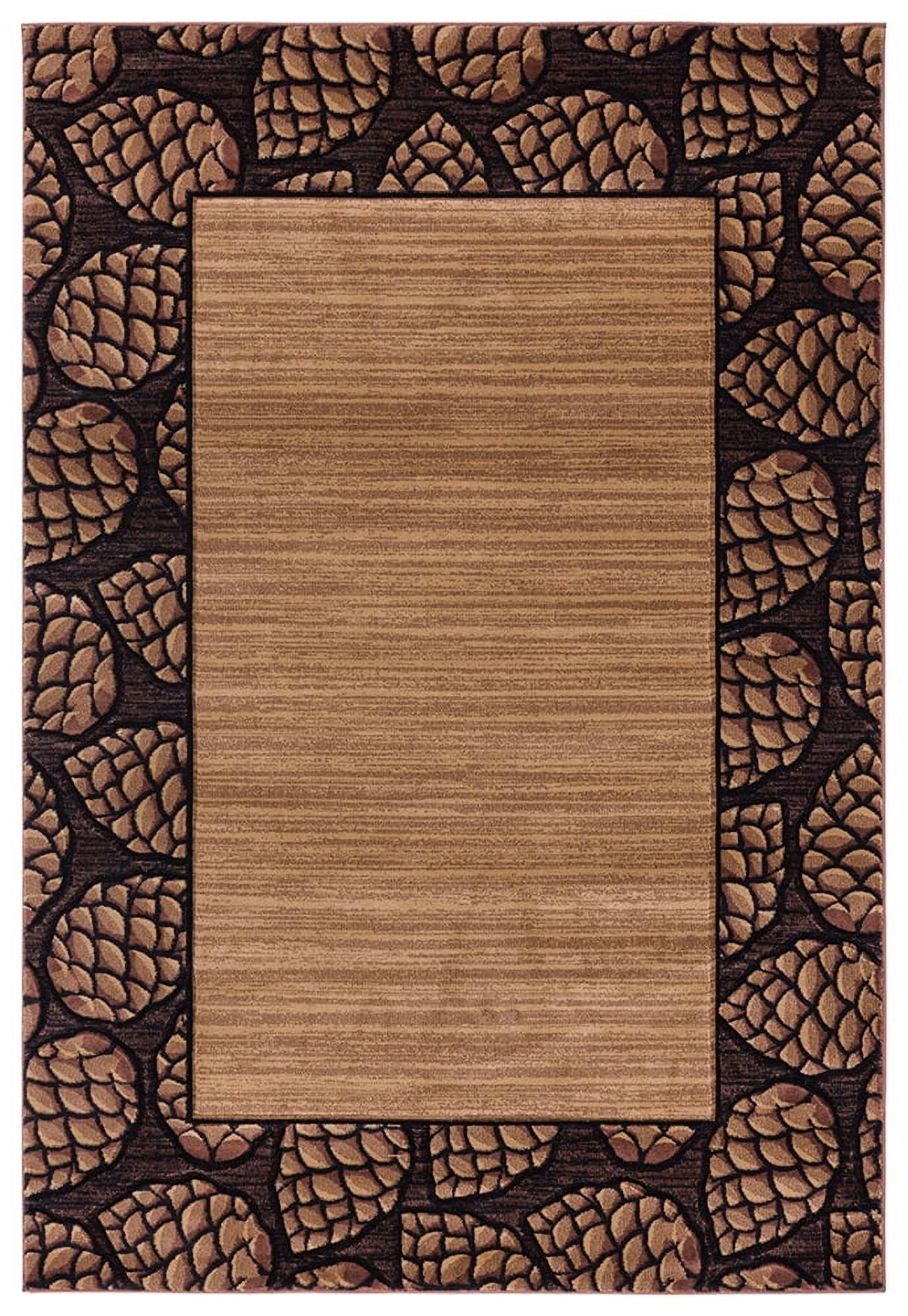 Designer Home Woodlands Area Rug 2055 41026 Pine Border Beige Lined Acorns 1' 10" x 2' 8" Rectangle