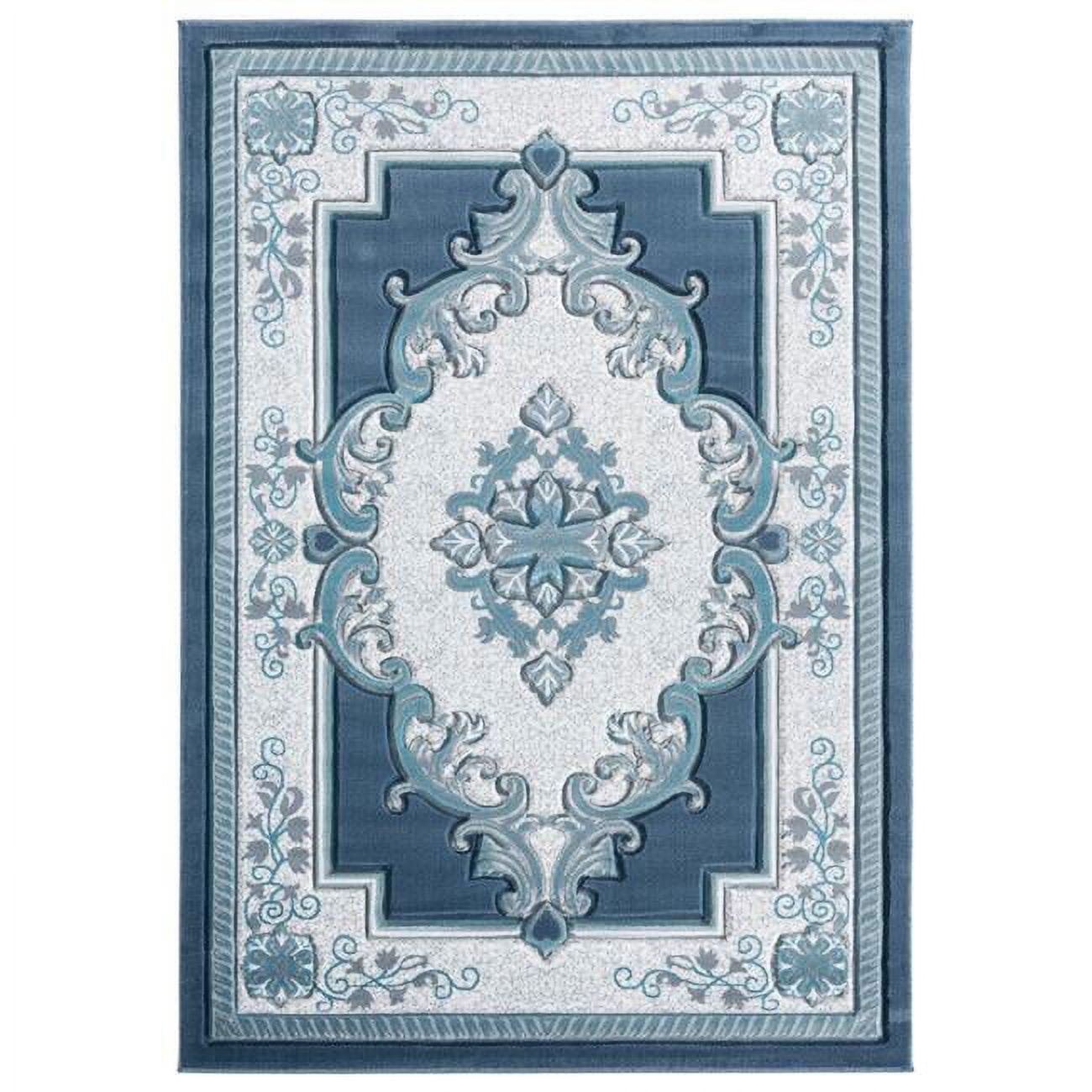 Designer Home Swan Area Rug 2050 10563 Fallon Aqua Medallion Curls 7' 10" x 10' 6" Rectangle