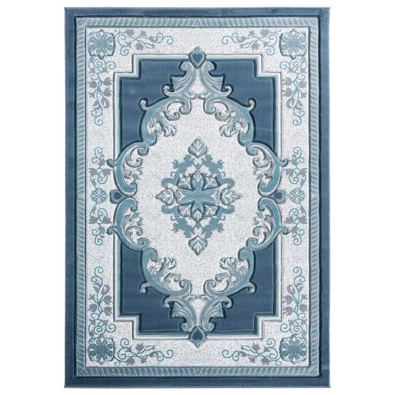 Designer Home Swan Area Rug 2050 10563 Fallon Aqua Medallion Curls 7' 10" x 10' 6" Rectangle