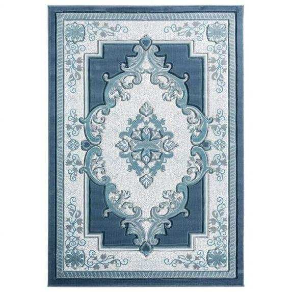 Designer Home Swan Area Rug 2050 10563 Fallon Aqua Medallion Curls 7' 10" x 10' 6" Rectangle