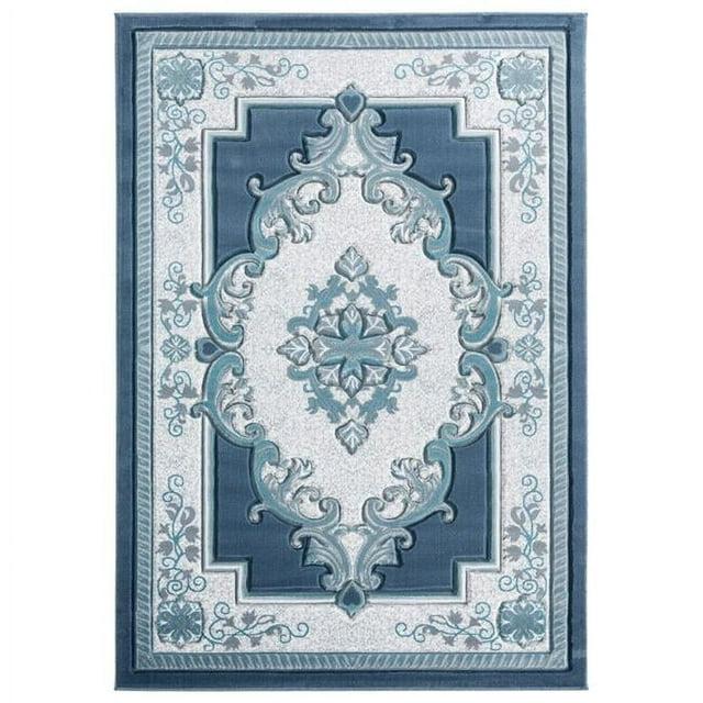 Designer Home Swan Area Rug 2050 10563 Fallon Aqua Medallion Curls 7' 10" x 10' 6" Rectangle