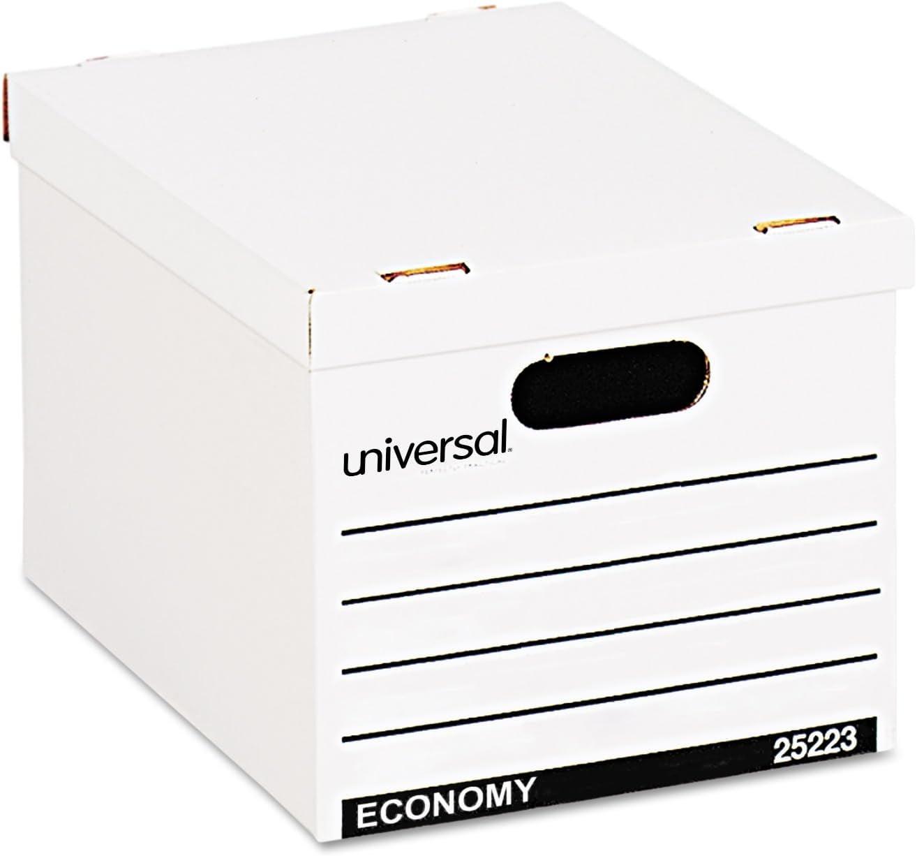 Universal 9523001 12 in. x 15 in. x 10 in. Letter/Legal Files Basic-Duty Economy Record Storage Boxes - White (10/Carton)