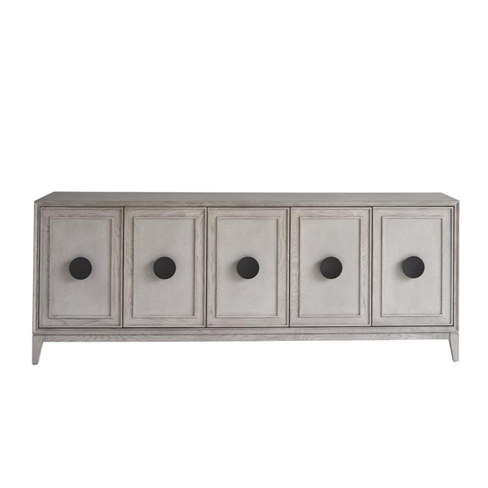 Gray Oak 84" Entertainment Credenza with Linen Doors