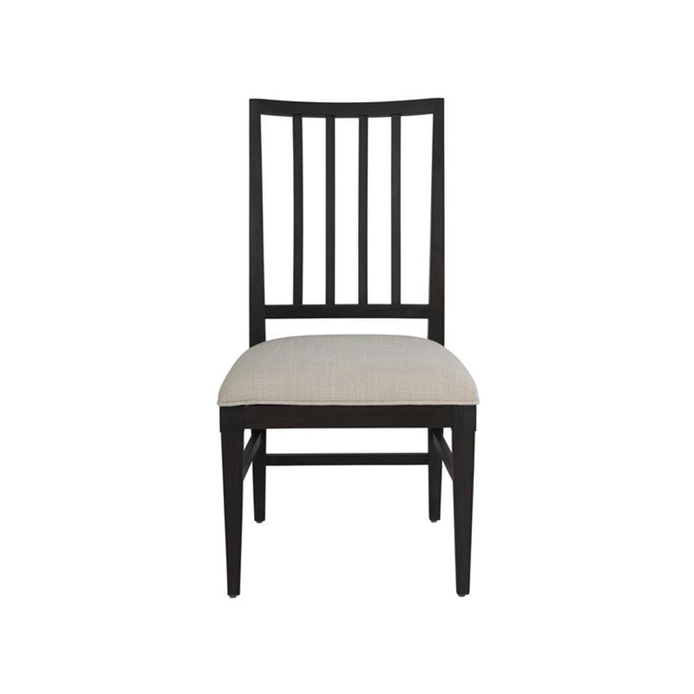 Black Solid Oak Upholstered Slat Back Side Chair