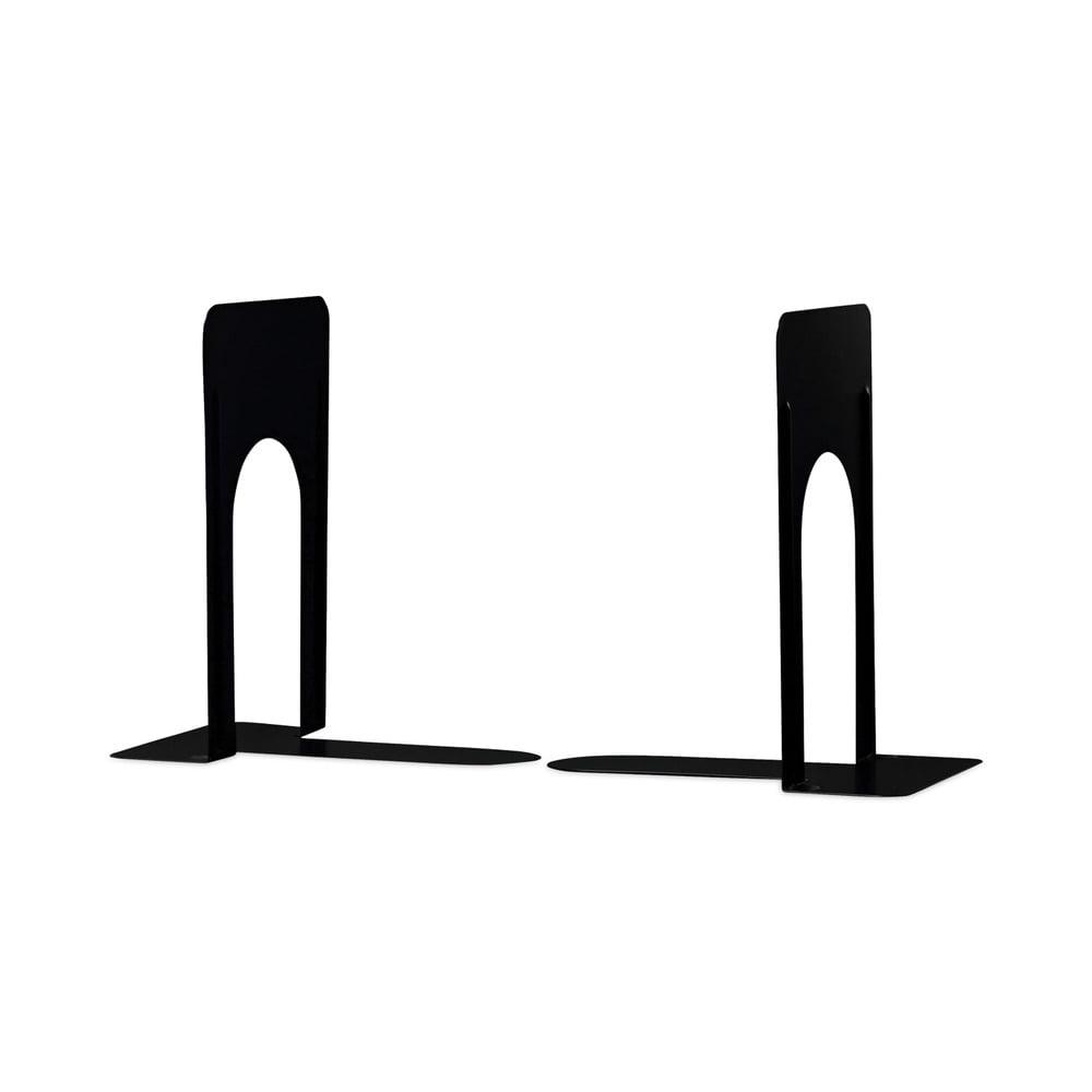 Black Enamel Heavy Gauge Steel Bookends, 9-inch