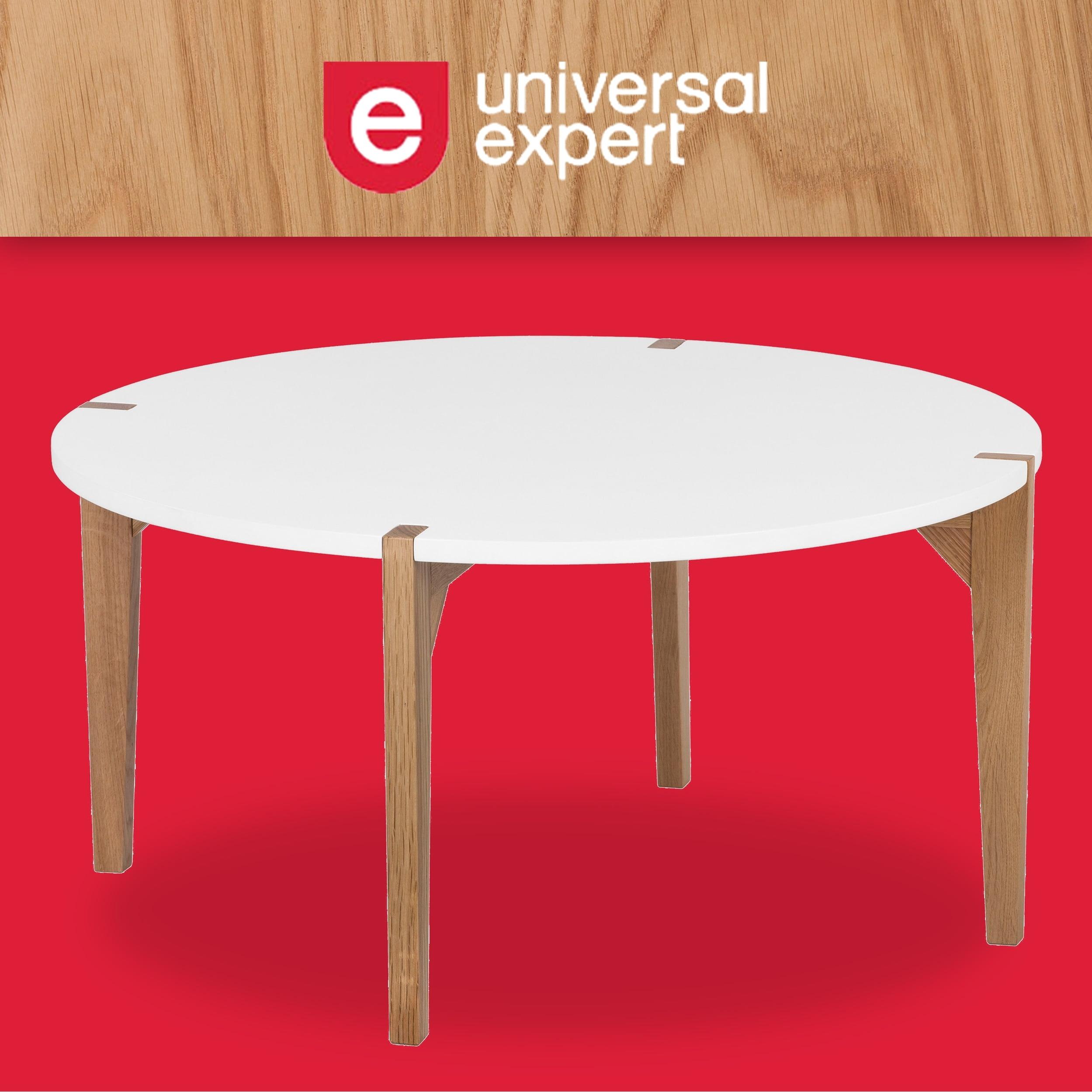 Abacus Round Coffee Table Modern Oak and White - Universal Expert