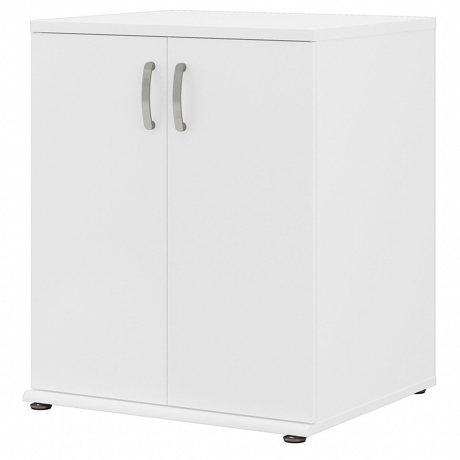 White Freestanding Garage Storage Cabinet with Adjustable Shelving