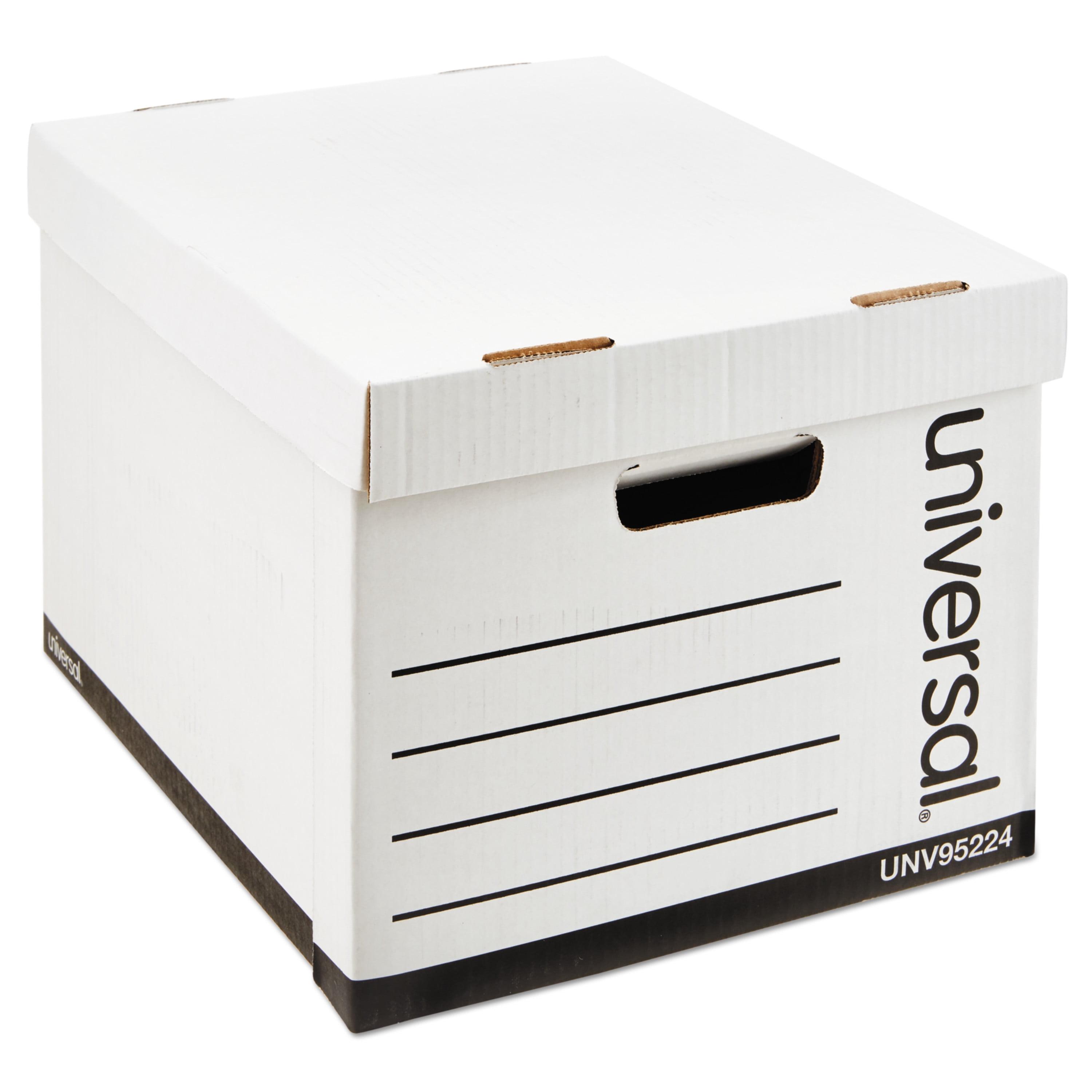 White Heavy-Duty Corrugated Fiberboard Storage Box with Lid