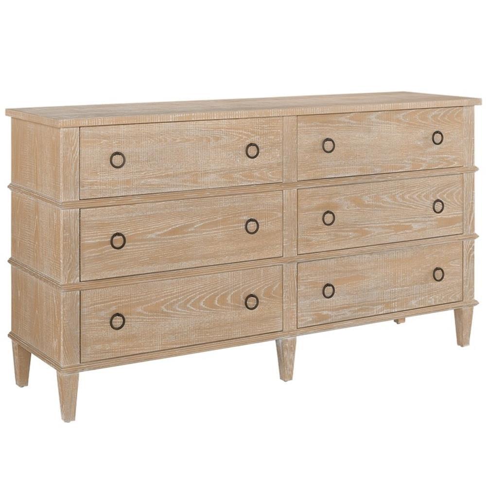 Universal Modern Farmhouse 68" 6-Drawer Dresser in Tan Natural Oak Wood