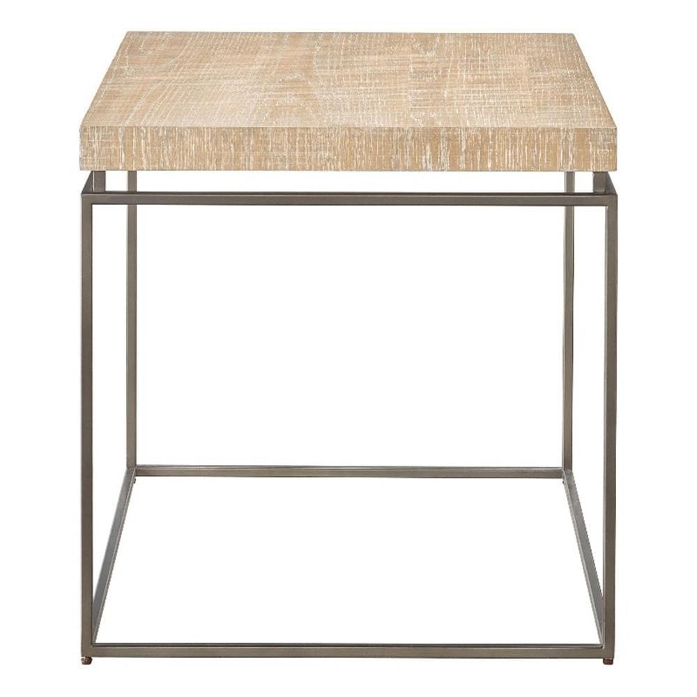 Universal Modern Farmhouse End Table in Tan Natural Oak