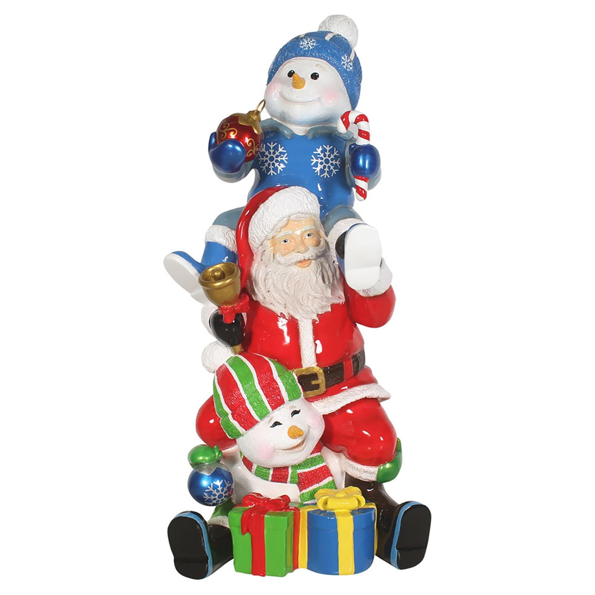 Universal Statues Stacked Snowman and Santa Christmas Commercial Outdoor Decoration - 60"