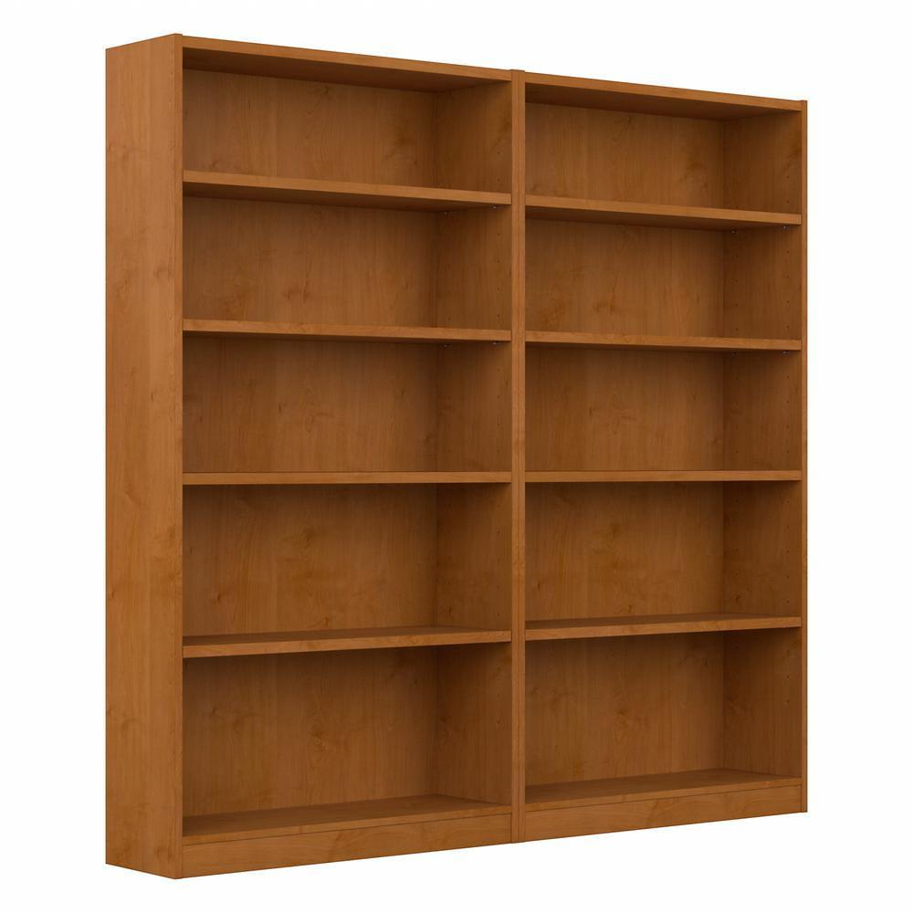 Natural Cherry Adjustable 5-Shelf Bookcase Set