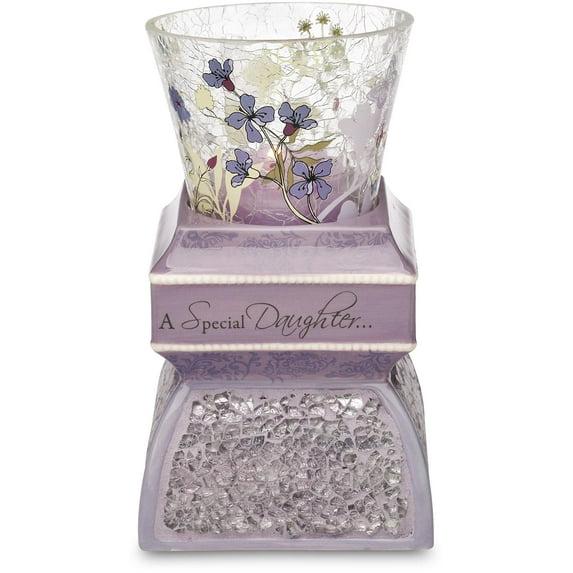 Up Words by Pavilion Lavender Tea Light Candle Holder, Special Daughter Sentiment, 5-1/2-Inch Tall, Includes Tea Light Candle