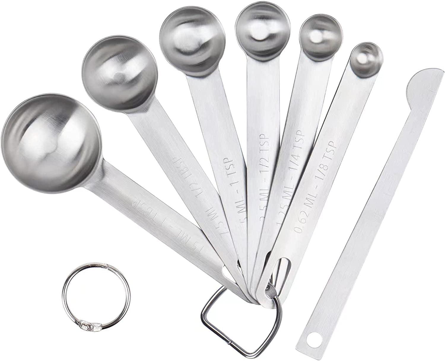 Stainless Steel Measuring Spoons Set with Bonus Leveler