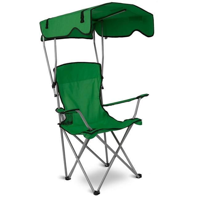 LakeForest"Foldable Beach Canopy Chair with Sun Protection, 330lb Capacity, Cup Holder for Outdoor Use"Green