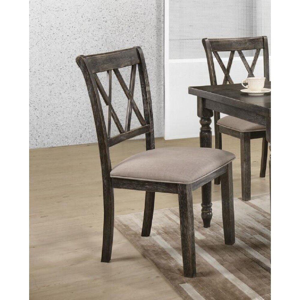 Set of 2 20" Claudia Fabric Dining Chairs Weathered Gray - Acme Furniture