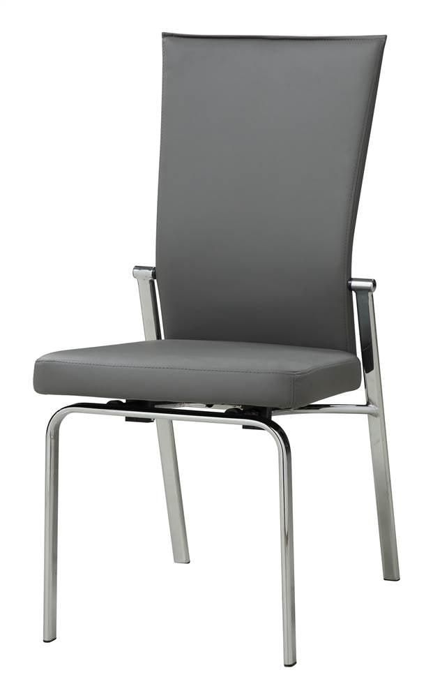 Gray Faux Leather Upholstered Side Chair with Metal Frame