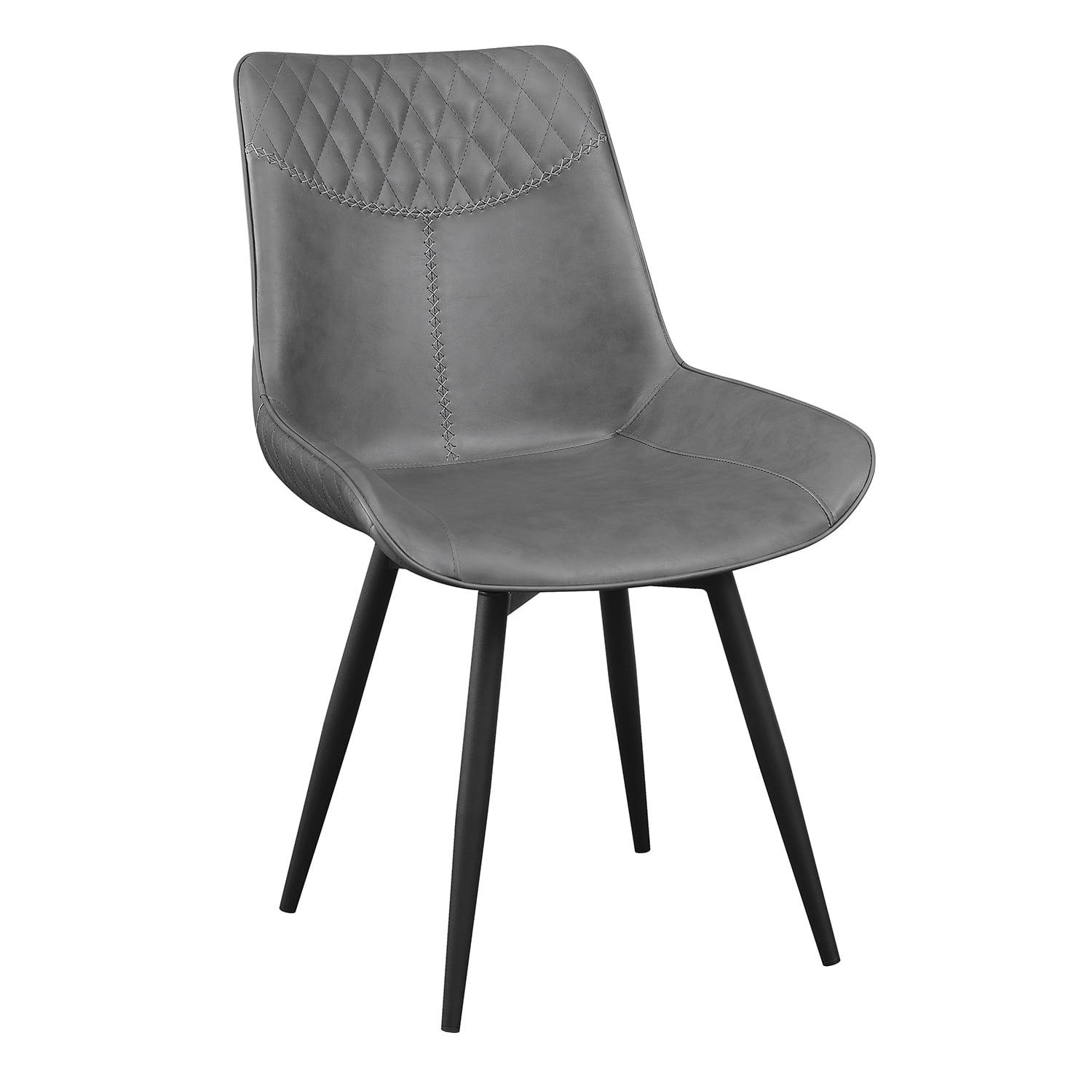 Transitional Gray Faux Leather Side Chair with Swivel Seat