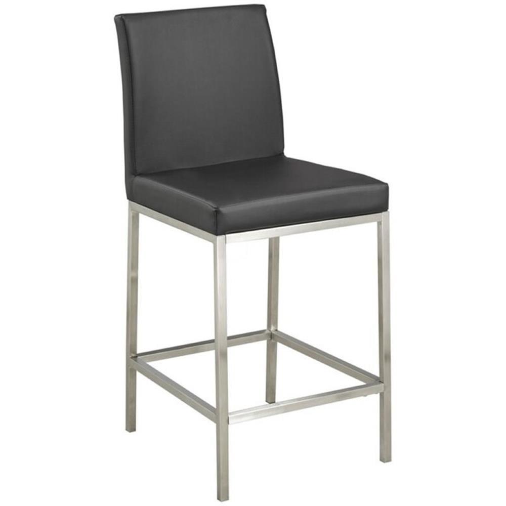 Uptown Club Hail 26" Transitional Faux Leather Counter Stool in Black