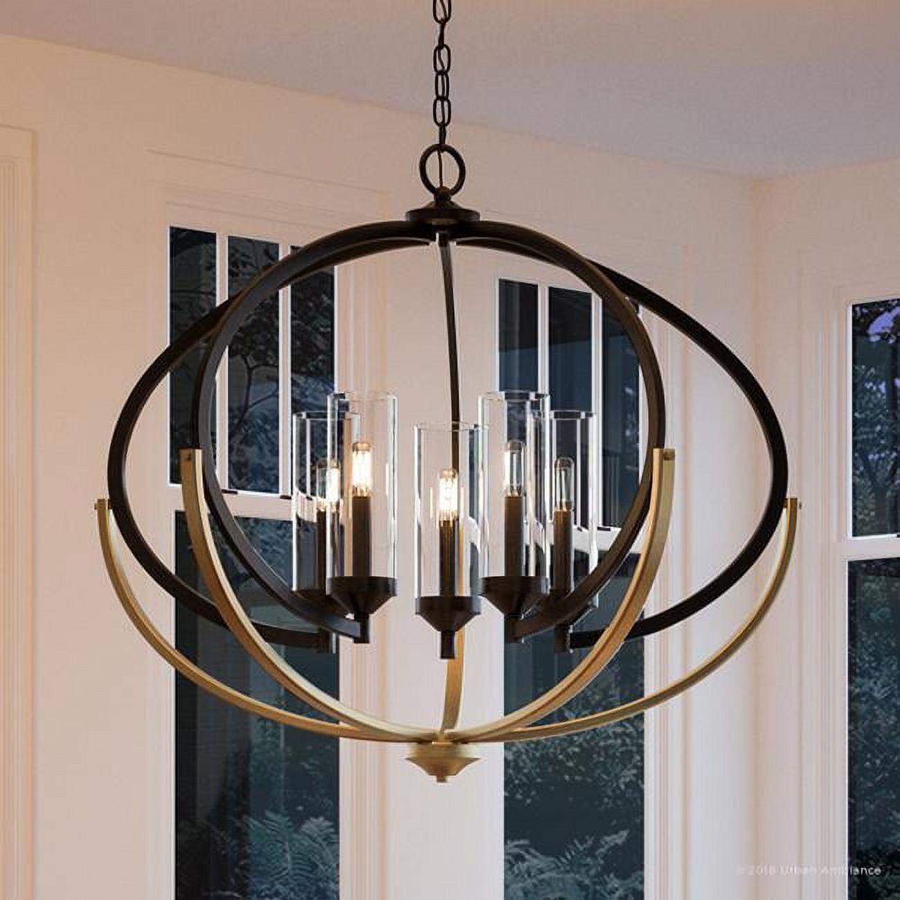 Olde Bronze Steel Candle Chandelier with Clear Glass Shades