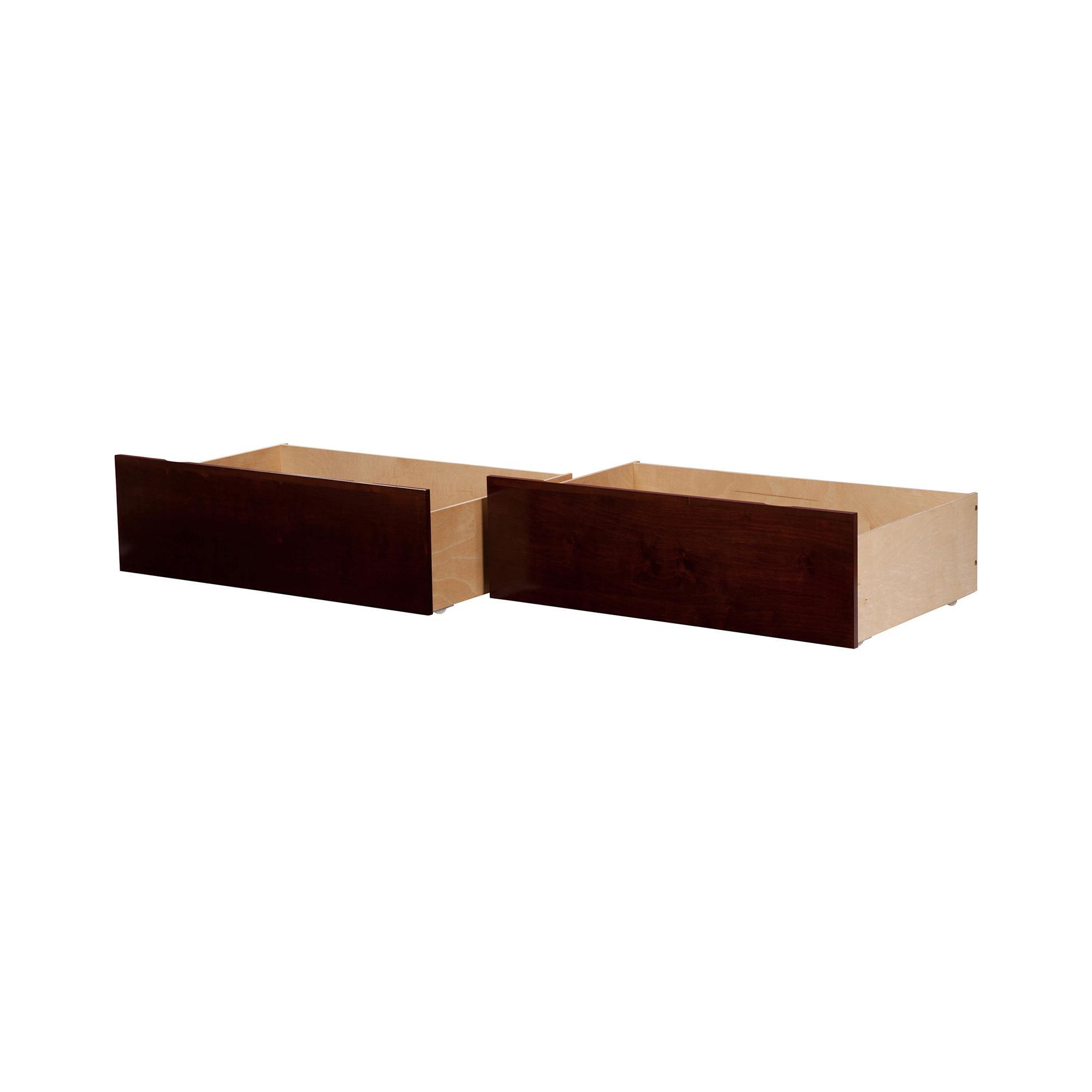 Walnut Rubberwood Twin-Full Urban Bed Drawers with Rollers