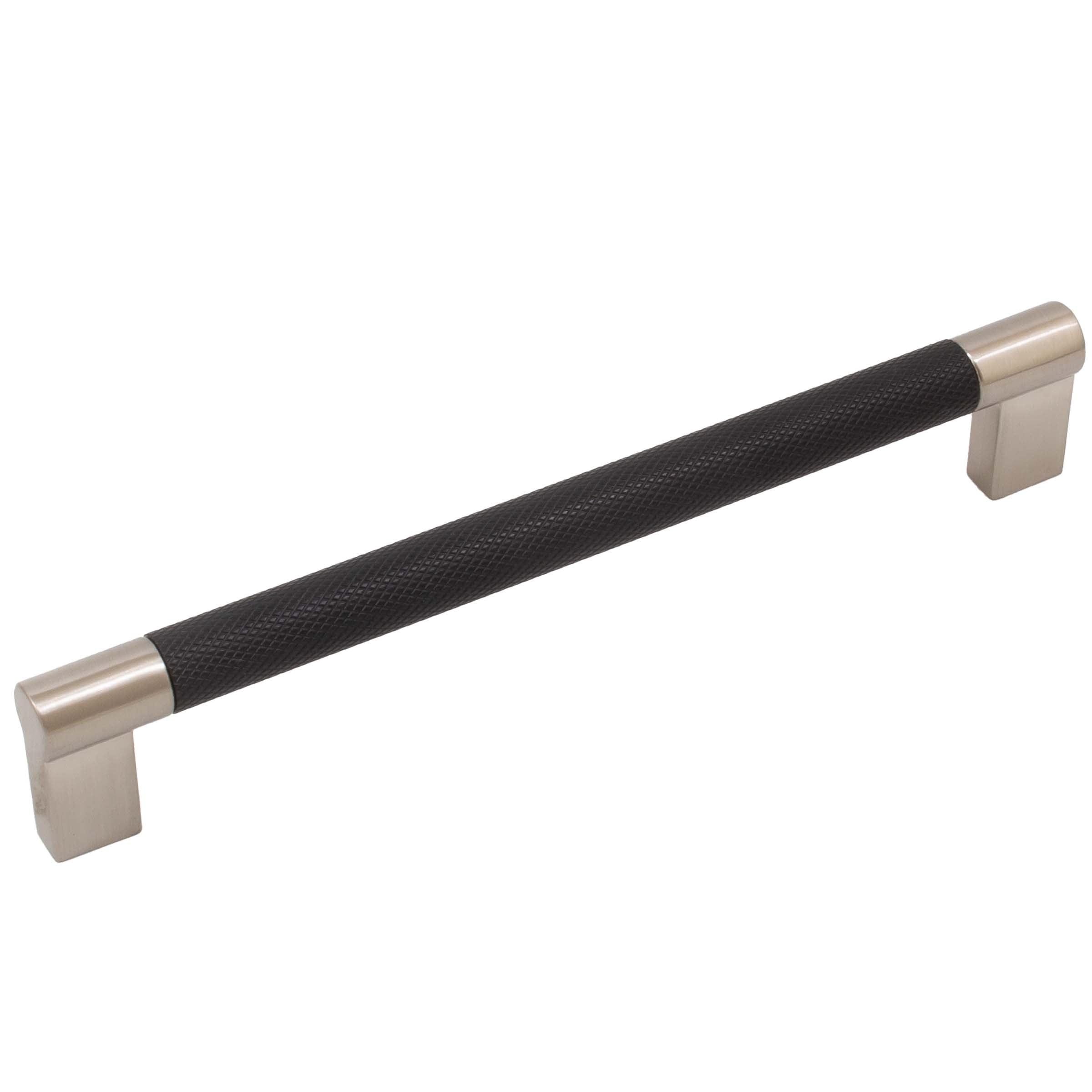 Urban Cabinet Pull, 160 Millimeters, Matte Black with Satin Nickel Ends by Stone Harbor Hardware