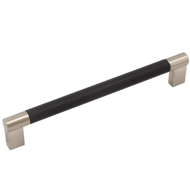 Urban Cabinet Pull, 160 Millimeters, Matte Black with Satin Nickel Ends by Stone Harbor Hardware