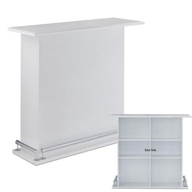 Urban Designs 4708527 High Gloss White Bar Table with Back Open Storage, 41 x 16 x 47 in.