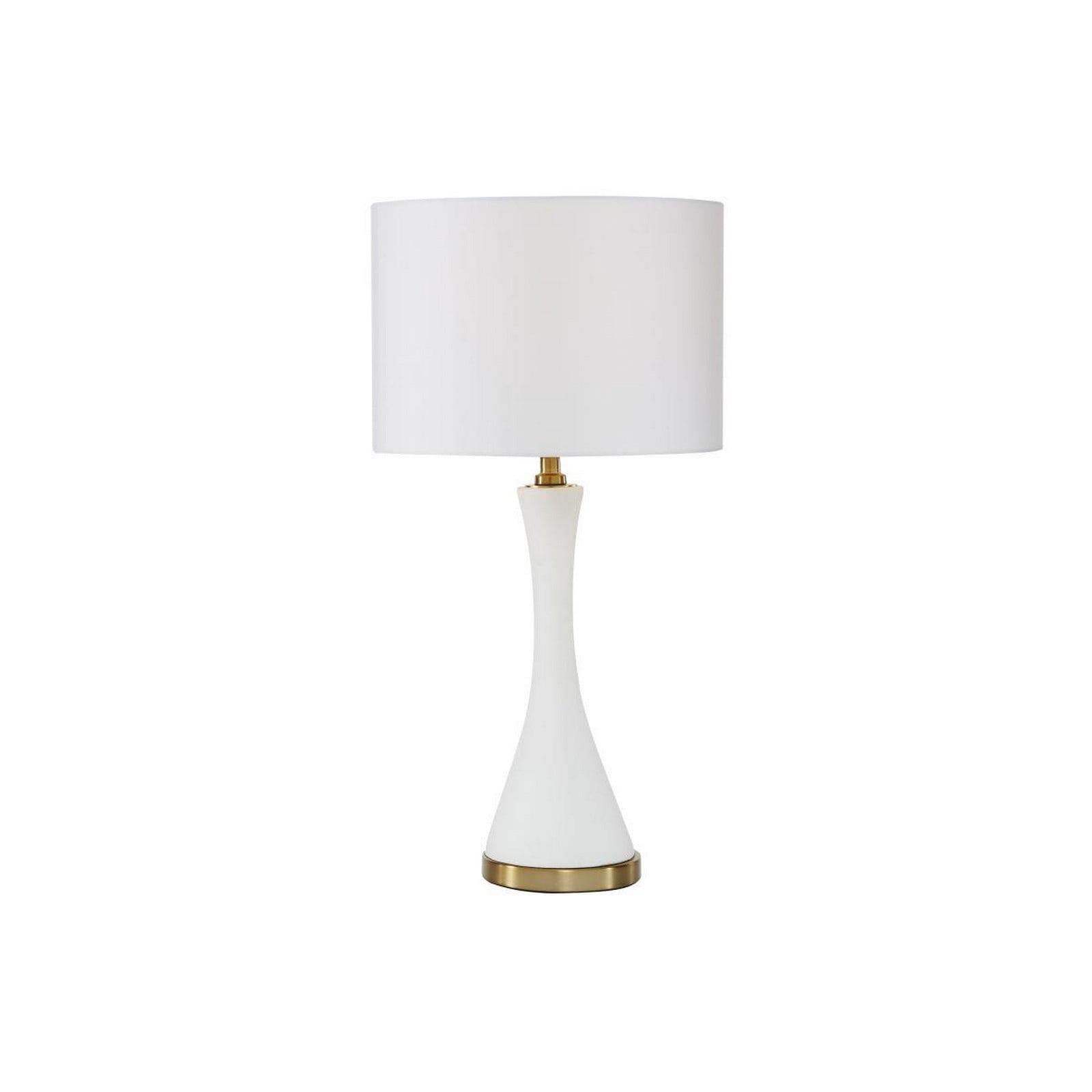 Gold and White Ceramic Hourglass Table Lamp