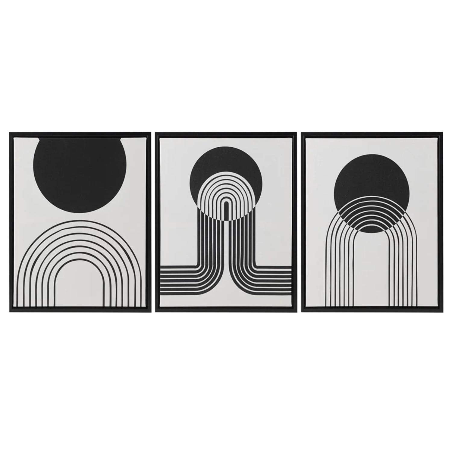 Urban Habitat Wall Art Living Room Décor Cosmic Curl Framed Canvas - Black/Taupe