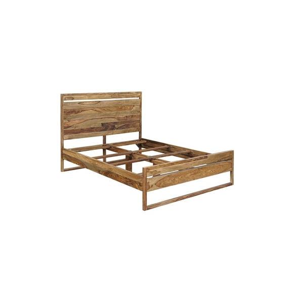 Urban Mid-Century Modern Sheesham Wood Queen Bed.