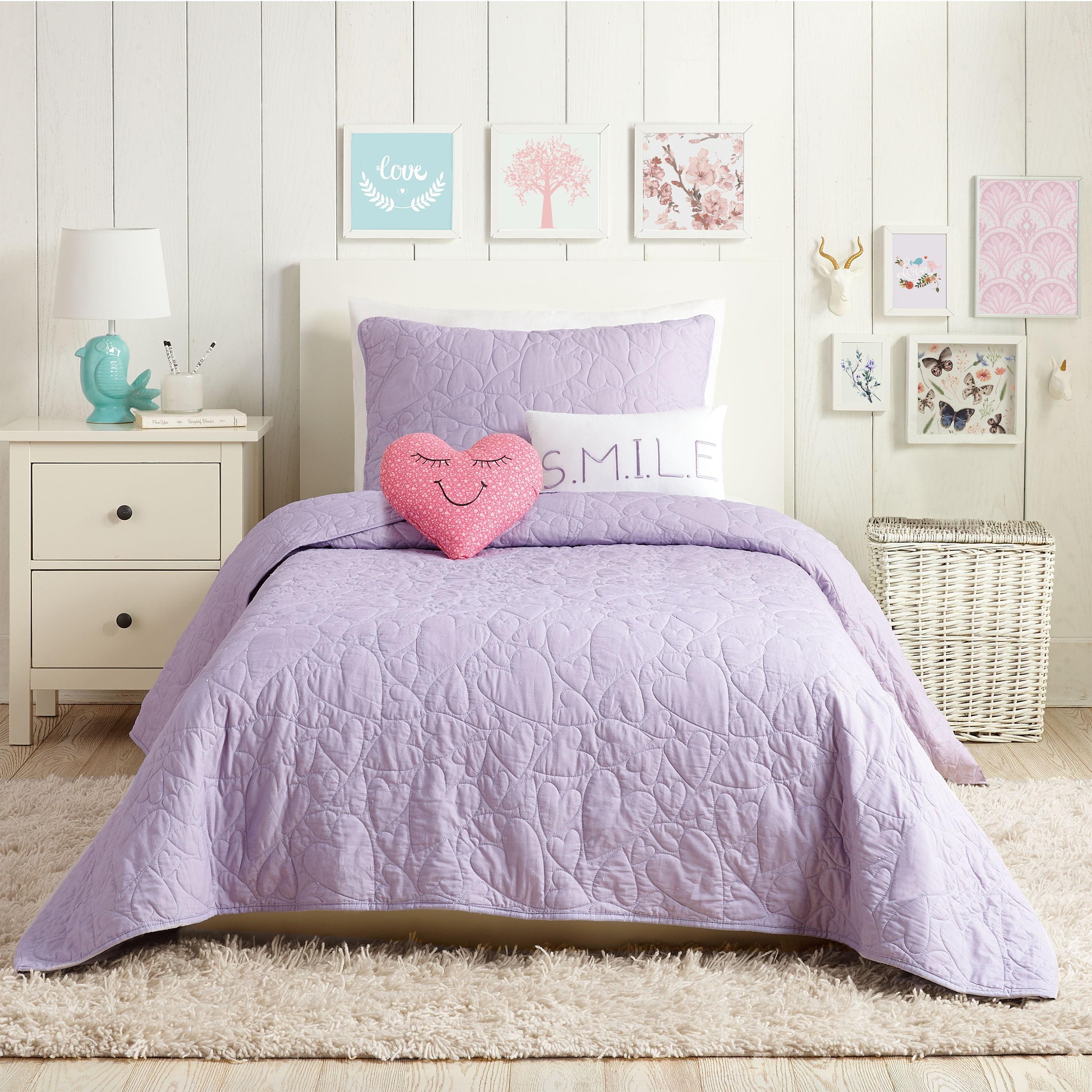 Heart 4-Piece 100% Cotton Twin Quilt Set