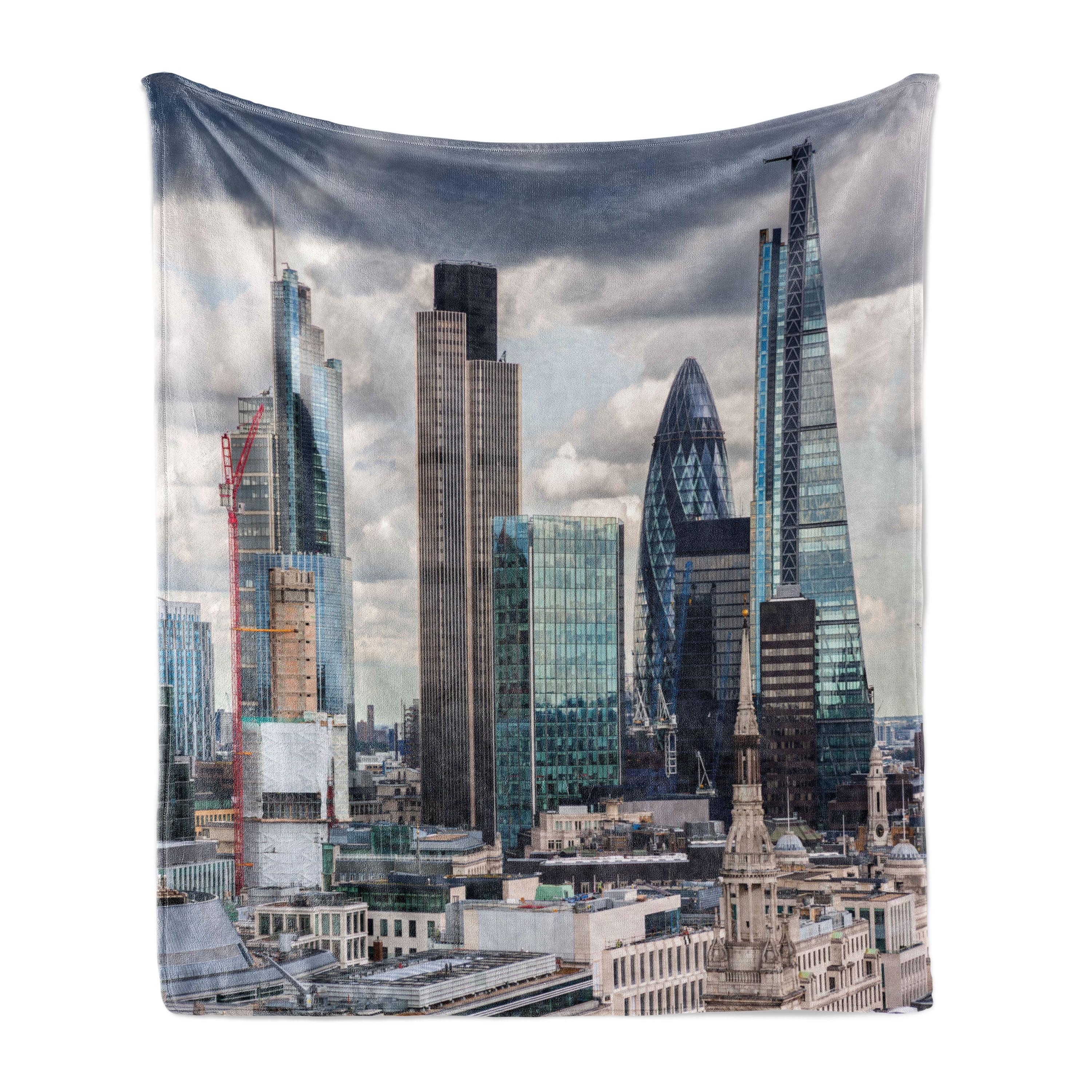 Urban Multicolor Polyester Fleece Throw Blanket with London Cityscape