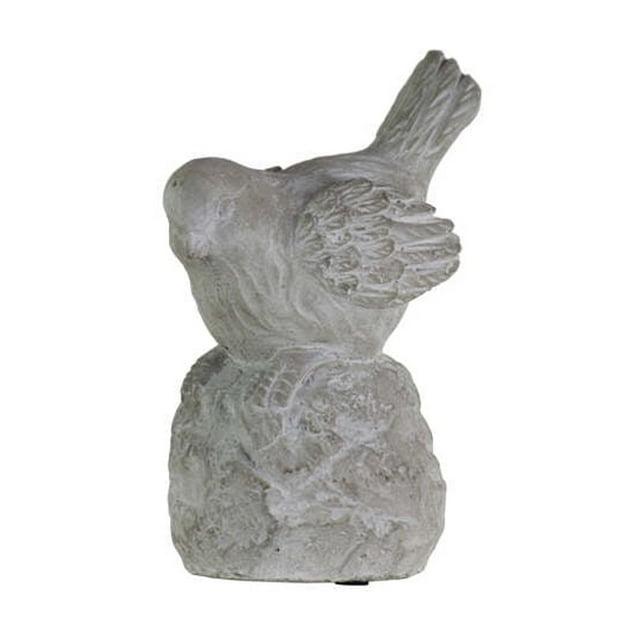 Figura de Pájaro Sentado de Cemento con Cabeza hacia Abajo sobre la Base, Gris