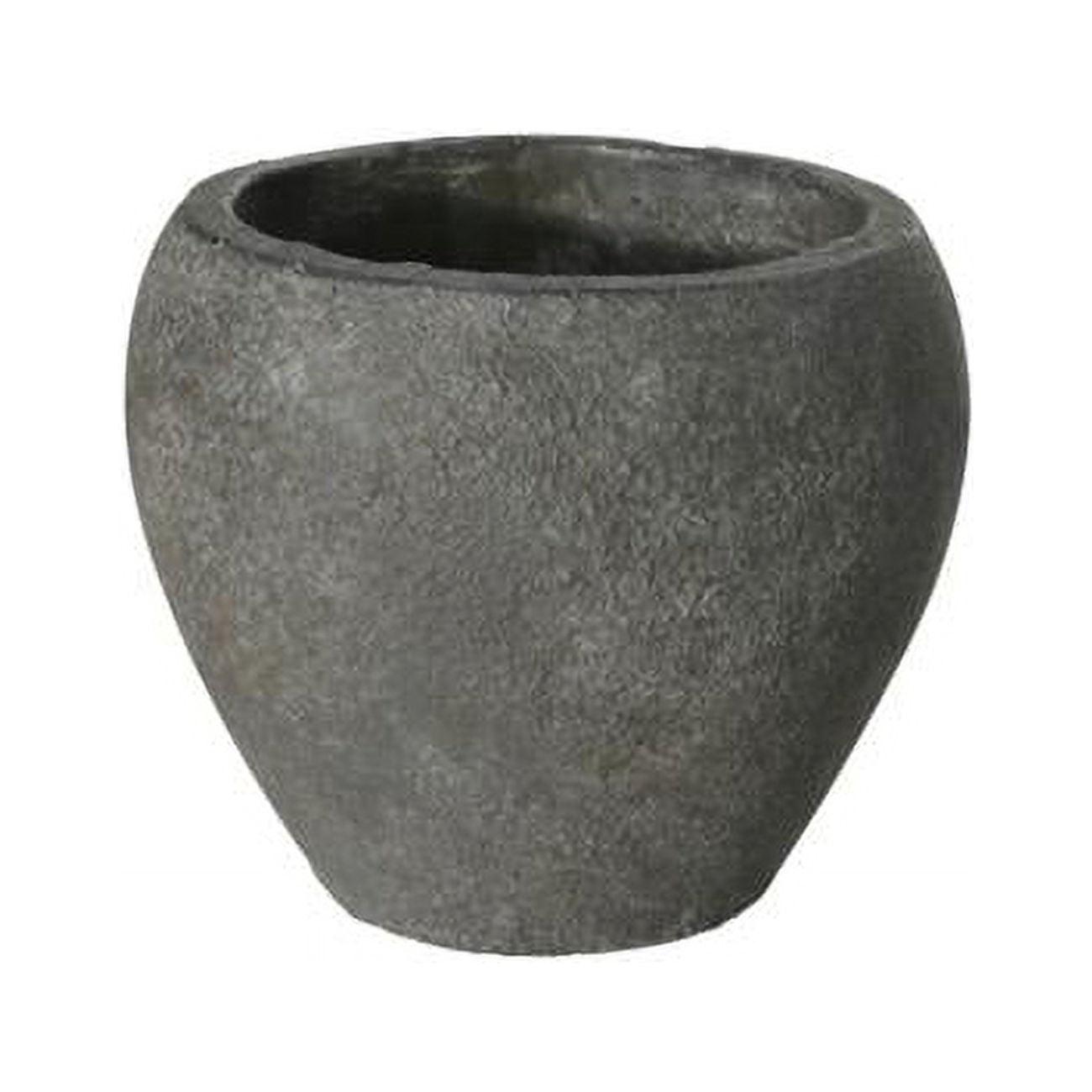 Subtle Elegance Gray Terracotta Decorative Round Pot, Large